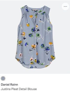 Daniel Rainn Blue Floral Pleat-Front Sleeveless Top